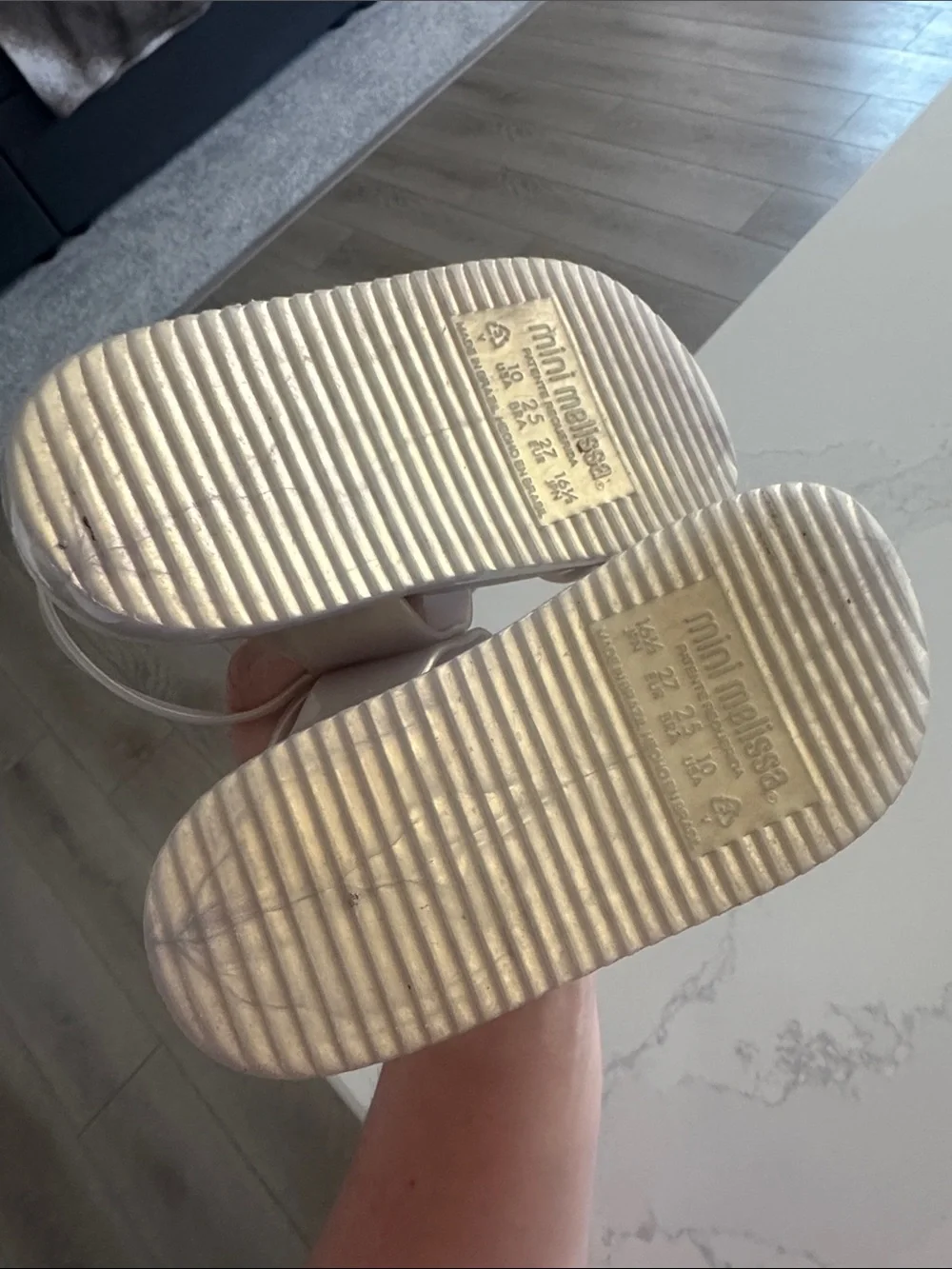 Mini Melissa White Iridescent Girls Sandals